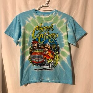 Liquid Blue Tie-Dye Cheech & Chong Graphic Tee - Blue, Green, Yellow